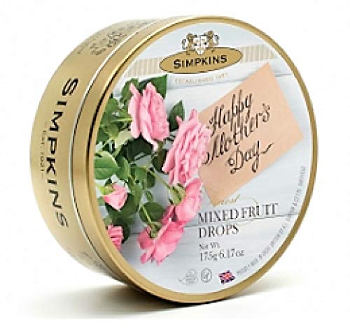 Simpkins Mother's Day Sweets Tin 175g Mixed Fruit Drops Hard Boiled Travel Sweets.