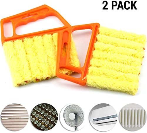 Pack of 2, Blind Cleaner 7 Finger Dusting Cleaner Tool for Window Shutters Venetian Shades Blinds Hand-Held Washable Mini Dust Cleaner Brush Air Conditioner Duster Dirt Cleaner for Housework