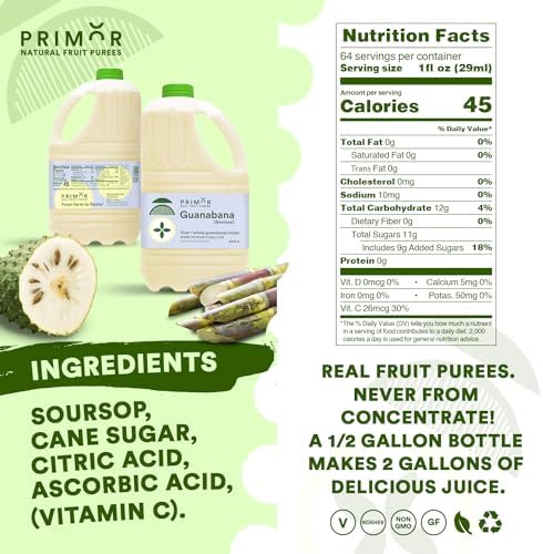 Primor Fruit Purees | Made with Real Fruit | Countless Applications: Juices, Smoothies, Cocktails, Desserts, and More - Pineapple