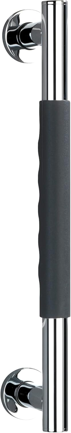 WENKO Secura Stainless Steel Wall Grab Rail 40.5 cm - Bathroom Safety Handle for Bath or Toilet Silicone 40.5 x 5 x 9 cm Anthracite