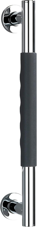 WENKO Secura Stainless Steel Wall Grab Rail 40.5 cm - Bathroom Safety Handle for Bath or Toilet Silicone 40.5 x 5 x 9 cm Anthracite