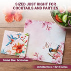 Decorably 100 Pack 3-Ply Disposable Cocktail Bird Napkins for Decoupage - 5x5in Folded Square 2 Designs for Beverage, Appetizers, Dinner, Tea & Garden Party, Bridal and Baby Shower, Birthday, Wedding