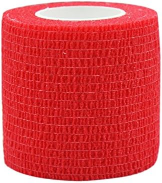 Vet Wrap Medical Tape for Skin Bandage 2 Inch x 6 Pack Red Fabric Bandages Self Adhering Cohesive Stretch Wrap