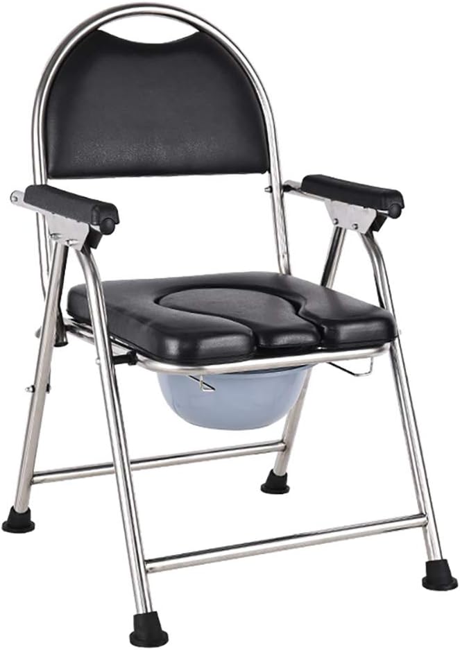 QWEASDF Folding Bedside Commode, Portable Toilet, Soft Warm Padded, and Foldable, Can be Used as Raised Toilet Seat Riser, Suitable for Elderly/Disabled/Pregnant Women