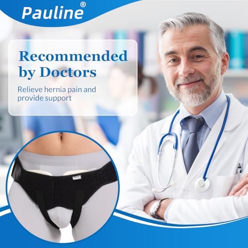 Inguinal Hernia Belt for Single/Double Hernia Support, Groin Hernia Truss for Men & Women Pain Relief with 2 Removable Compression Pads - Soft, Skin-friendly Fabric (Size L)