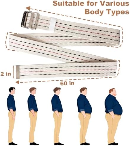 Gait Belt for Seniors 60inch - Walking Transfer Belts Gate Belts Medical for Elderly, Physical Therapy Strap Caregiver Supplies for Caregiver, Nurse, Therapist with Metal Buckle