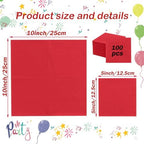 100 Pieces 2-ply Red Napkin Disposable Cocktail Napkins Dessert Napkins for Dinner Wedding Birthday Party Bridal Anniversary Reception Event (Red)