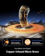 Copper-Infused Elbow Brace for Tendonitis and Tennis Elbow [Medical-Grade ＆ Stronger Support] Elbow Compression Sleeve with Adjustable Strap for Arthritis, Golfers, Bursitis, Elbow Pain Relief, Weightlifting, Fit for Men & Women