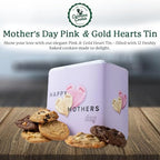 Carolina Cookie Company Pink & Gold Hearts Mother’s Day Cookie Tin, 12 Assorted Gourmet Cookies, Gift for Mom