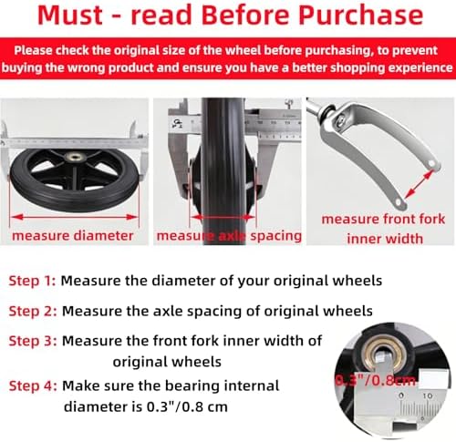 Covzoe 4 Pack 6 Inch Wheelchair Wheels Replacement, Anti Slip Solid Walker Wheels with 4 Axles, Heavy Duty Caster Roller Wheel Wheelchair Front Wheel Accessories, Safe Rolling for Most Floors, Black