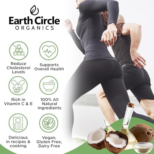 Earth Circle Organics Premium Ultra-Pure Unrefined Cold Pressed Extra Virgin Coconut Oil - Gluten-Free, Keto & Paleo Friendly - Raw Coconut Oil for Skin & Hair Care, Cooking, Baking & More - 1 Gallon