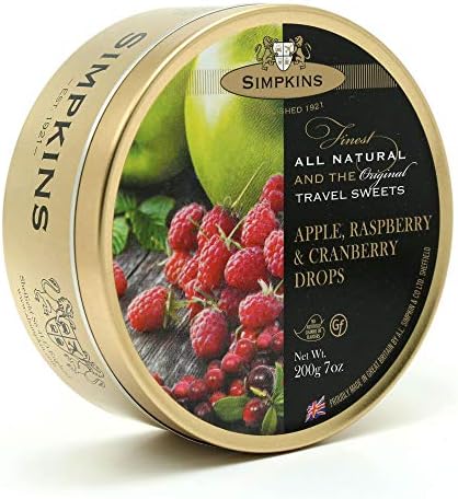 Simpkins Apple Rasp & Cranberry Drops (Economy Case Pack) 7 Oz Tin (Pack of 6)