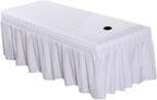 1pcs Solid Beauty Salon Bedskirt ONLY for Salon Massage Table Bed Sheet Bedspread SPA Beauty Bed Sheet Full Cover with Hole, 74.8x31.4inch (White)