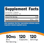 Nutricost Zinc Picolinate 50mg, 120 Vegetarian Capsules - Gluten Free and Non-GMO