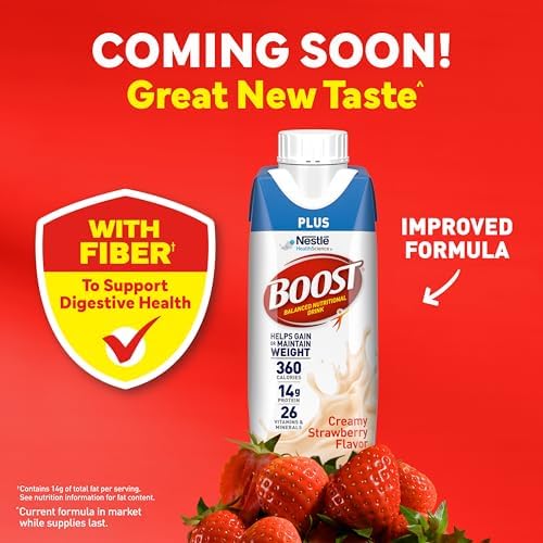 BOOST Plus Nutritional Drink, Creamy Strawberry, 8 Fl Oz (Pack of 24)