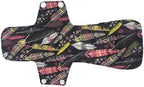 MUMBABY 5pcs 30.5cm / 12inch (Fit) Heavy Flow Charcoal Bamboo Mama Cloth/ Menstrual Pads/ Reusable Sanitary Pads (Feathers, Large)