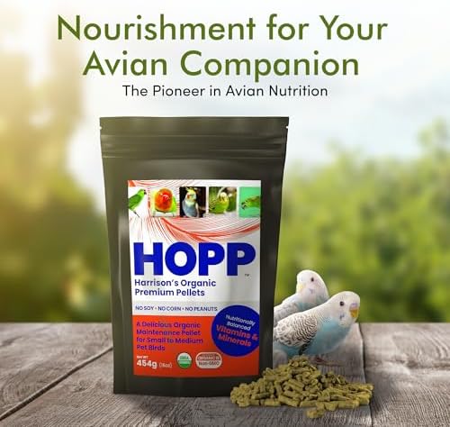 Harrison's Bird Foods High Potency Fine & Harrison's Organic Premium Pellets Cold-Pressed, Balanced Nutrition for Small to Medium Pet Birds, 1LB
