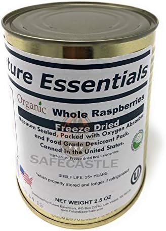 Future Essentials Freeze Dried Whole Raspberries, dehydrated raspberries, freeze dried raspberries organic, healthy snack, 15+ years under ideal storage conditions (a cool, dry place) Full Case