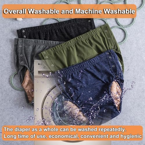 Breathable Cotton Diapers are Not Wet and Leak Proof, Cotton Incontinence Pants for Adults, Protective Incontinence Underwear for Elderly Limited Mobility Bedridden,4 Pieces,L