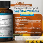 Organic Sunflower Lecithin 1200mg – Soy-Free Lecithin Supplement for Brain, Heart, Nerve & Liver Support, Cognitive Health, Non-GMO – 100 Softgels (Made in USA)