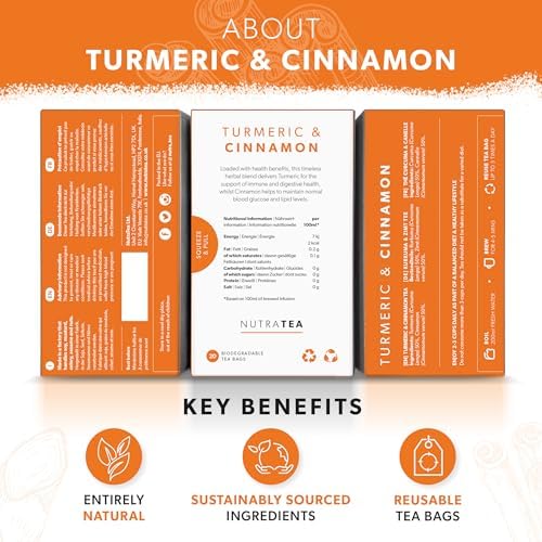 Nutra Tea - Turmeric & Cinnamon Tea - 20 Tea Bags - Herbal Tea