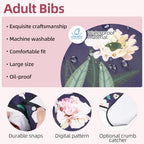 4-Pack Waterproof Adult Bibs for Women, 18"x30" Clothing Protector with Crumb Catcher - Adjustable Bib for Adults for Eating, Elderly Gifts for Seniors Women and People with Special Needs