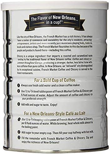 French Market Coffee & Chicory Restaurant Blend Medium-Dark Roast Ground Coffee, 12oz Can (Pack of 6)