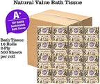 Natural Value 100% Recycled Bathroom Tissue, 500 2-Ply Sheets Per Roll (16 Rolls) Free of Dyes, Fragrance, No Chlorine Bleach, Made utilizing continuously recycled water, A+ by NRDC