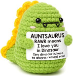 OCCdesign Mini Gifts for Aunt RAWR I Love You Auntie Best Aunt Ever Gifts Handmade Emotional Positive Crochet Dinosaur for Appreciation Thanksgiving Day Birthday Gift for Auntie Aunty to be
