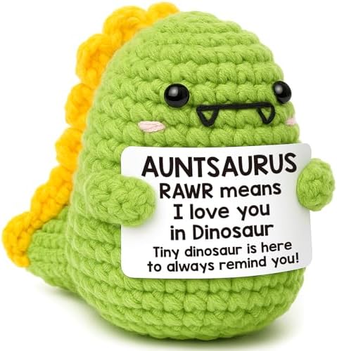 OCCdesign Mini Gifts for Aunt RAWR I Love You Auntie Best Aunt Ever Gifts Handmade Emotional Positive Crochet Dinosaur for Appreciation Thanksgiving Day Birthday Gift for Auntie Aunty to be