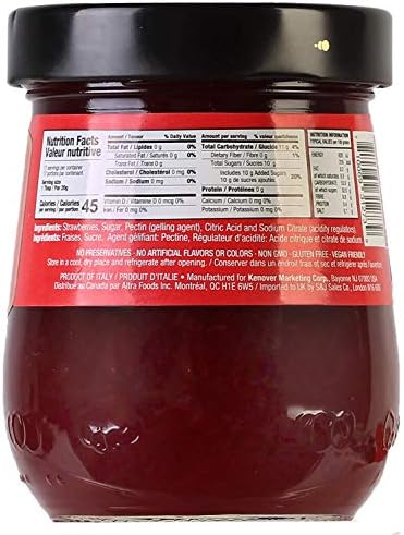 Tuscanini Premium Italian Strawberry Preserves, 11.64 oz | 50% Fruit | Spreadble Fruit Jam | No High Fructose Corn Syrup | No Preservatives | Non GMO | Gluten Free | Kosher (Including Passover)