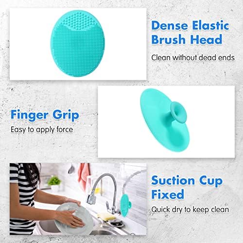 Yinkin 2 Pcs Vegetable Brush Potato Scrubber Veggie Brush Silicone Reusable Cleaning Tools with Non Slip Grip for Kitchen Food Potato Carrots Corn