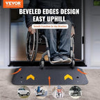 VEVOR 2" Rise Threshold Ramp Doorway, Recycled Rubber Power Wheelchair Ramp 3.64 Feet Long, 33069Lbs Load Capacity, Non-Slip Surface Rubber Solid Threshold Ramp for Wheelchair and Scooter