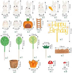 Yookeer 24 Pcs Easter Bunny Cake Topper Rabbit Birthday Cake Decorations Easter Mini Bunny Carrot Decor Figurine White Rabbit Cupcake Toppers for Baby Shower Birthday Party DIY Gift Desk Decor