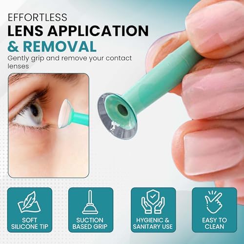 SPORTS WORLD VISION Soft Contact Lens Green Inserter Remover 3pc For Monthly and Daily Contact Lenses Suction Holder