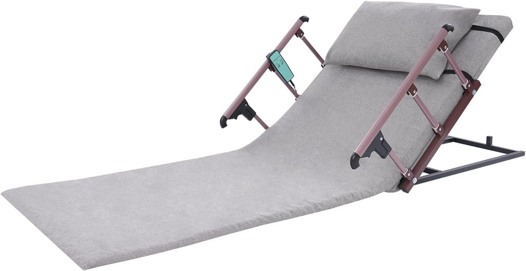 Electric Lifting Bed Backrest, Portable Medical Pillow Lifter with Remote Control, Folding Guardrail, Long Mat, 661lbs Capacity, 2-80° Adjustable Back Rest for Bed Sitting (Gray)