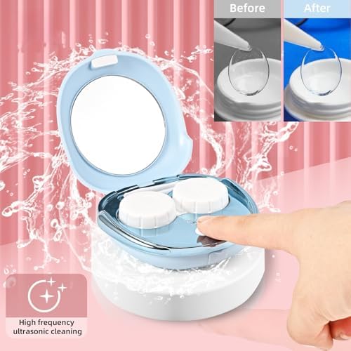 MV5 Contact Lens Cleaner Machine, Portable Ultrasonic Contact Lens Cleaner with USB Charger, Fit Disposal Soft Lens, Colored Contact Lens, RGP Lens and OK Lens (Pink)