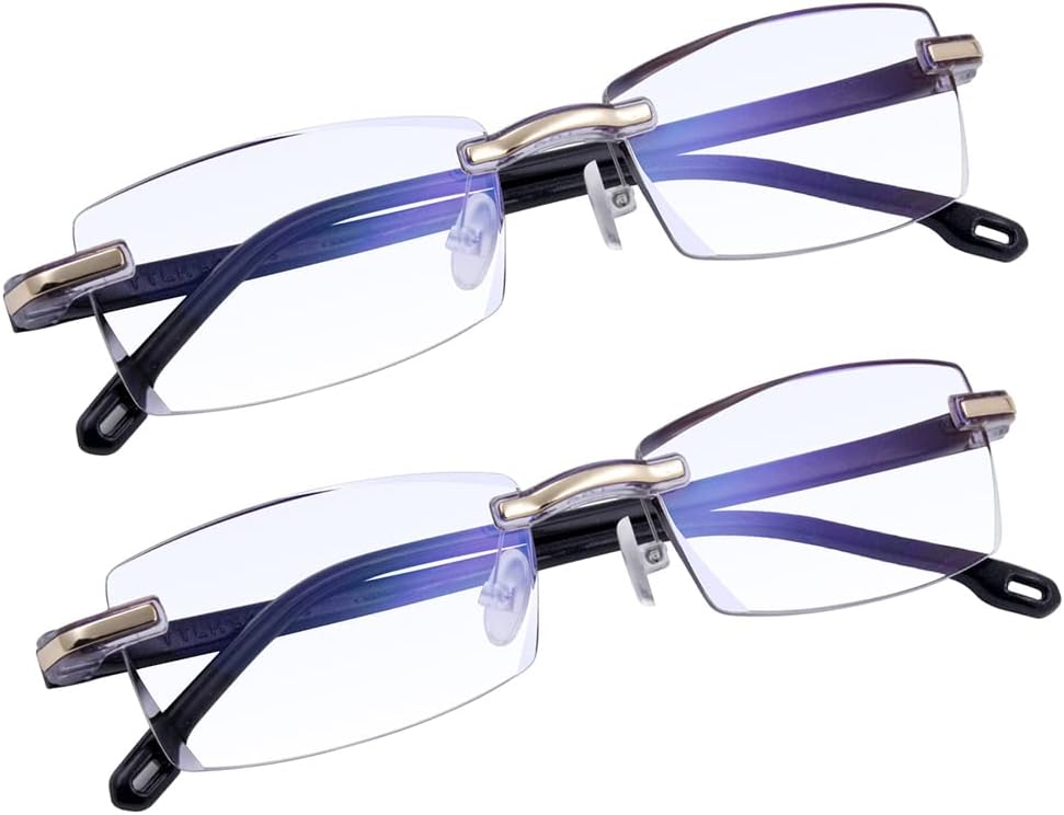 TERAISE Rimless Reading Glasses Fashion Diamond Cutting Design Anti-Fatigue Clear Lens Spectacle Readers for