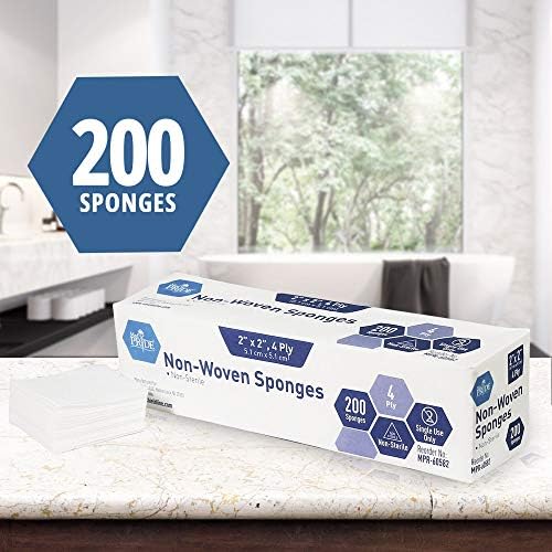 Medpride Surgical Sponges 2'' x 2'' 200 Pack - Gauze Pads Non sterile - First Aid Wound Care Dressing Sponge – Νοn-Woven Medical, Non-Adherent Mesh Bandages – Absorbent for Injuries – 4 Ply