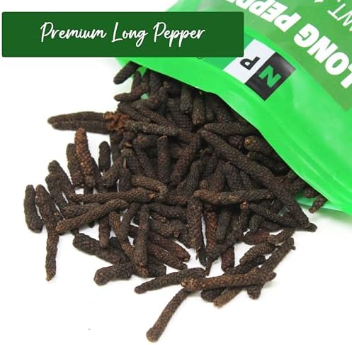 NPG Long Pepper 16 Oz, Whole Black Long Pepper, Piper Longum Black Peppercorns, Pippali Aromatic Spice for Indian, Middle Eastern, and Mediterranean Cuisine, Strong Flavor Enhancer