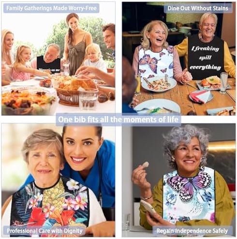 2 Pcs Adult Bibs for Men, Adult Bibs for Elderly Men for Eating, Washable & Reusable Bib for Adults