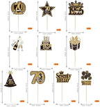 Rsstarxi 40 Pack Happy 70th Birthday Cupcake Toppers Cheers to 70 years Cupcake Picks 70th Birthday Decorations for Women Men 70th Anniversary Black and Gold Wedding Party Cake Decorations Supplies