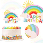 1Pc Colorful Rainbow Cake Topper/Cake Flags/Cake Picks - Include Cute Cloud/Sun Kids Child Happy Birthday Baby Shower Party Baking Decoration Supplies1