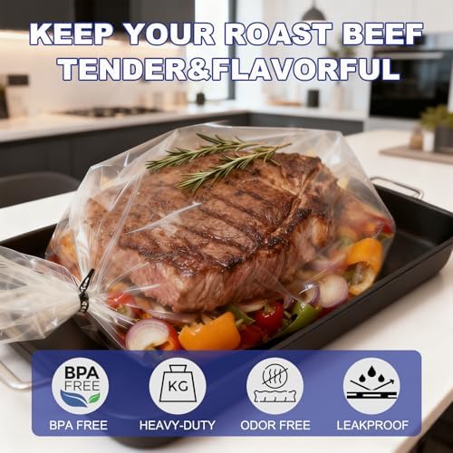20 Count Oven Bags for Roasting, Oven Bags Cooking Roasting Bags for Chicken Meat Ham Seafood Vegetable, 10’’ x 15’’