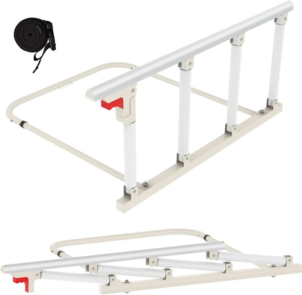 Bed Rails for Elderly Adults Safety, Folding Bedside Assist Rail Handle, Collapsible Bed Fence Preventing Falling for King, Queen, Full, Twin (with Crash Cushion)
