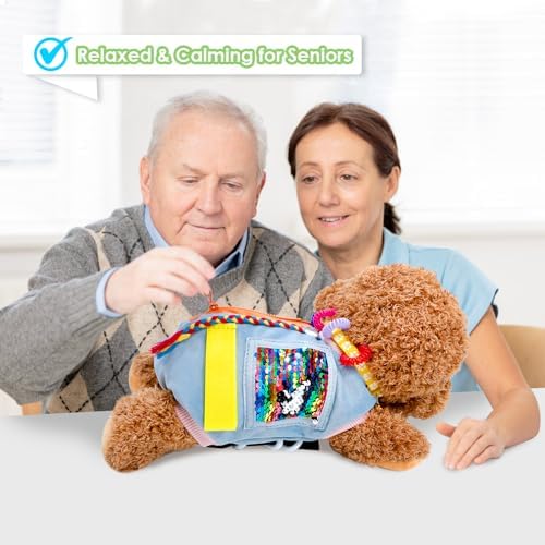 Fidget Sensory Dog Blanket for Elderly | Premium Dementia Activities for Seniors Items | Engaging Sensory Items (pup) for Adults | Gift and Activities for Seniors with Alzheimer