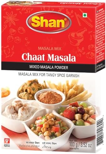 Shan - Chaat Masala Seasoning Mix (100g) - Spice Packets for Tangy and Spicy Garnish (Pack of 6)