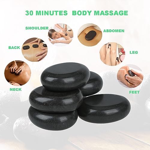 6 Pcs Medium Hot Massage Stones Set Natural Basalt Warm Rocks Kit for Home Spa Massager for Back&Leg& Face &Foot