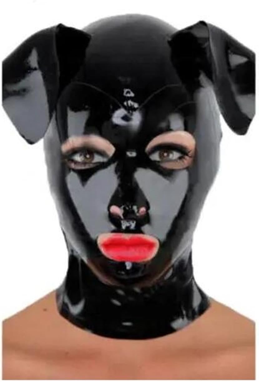 Latex Head Cover Black Latex Mask Latex Face Hood Rubber HeadMask Back Zipper for Cosplay Party Club Wear