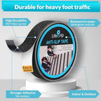 Lifegrip Anti Slip Traction Tape, 1 Inch x 15 Foot Friction Tape - Best Grip, Abrasive Adhesive for Stairs, Tread Step, Indoor, Outdoor (Friction Tape, 1" X 15')